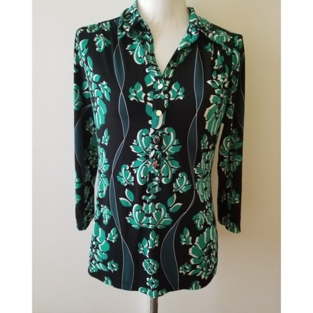 Alfani Floral Long Sleeve Blouse Size M